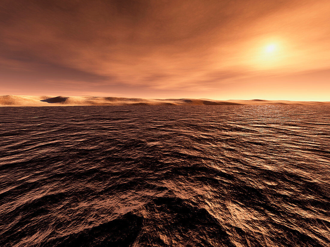 Sun over water on Mars