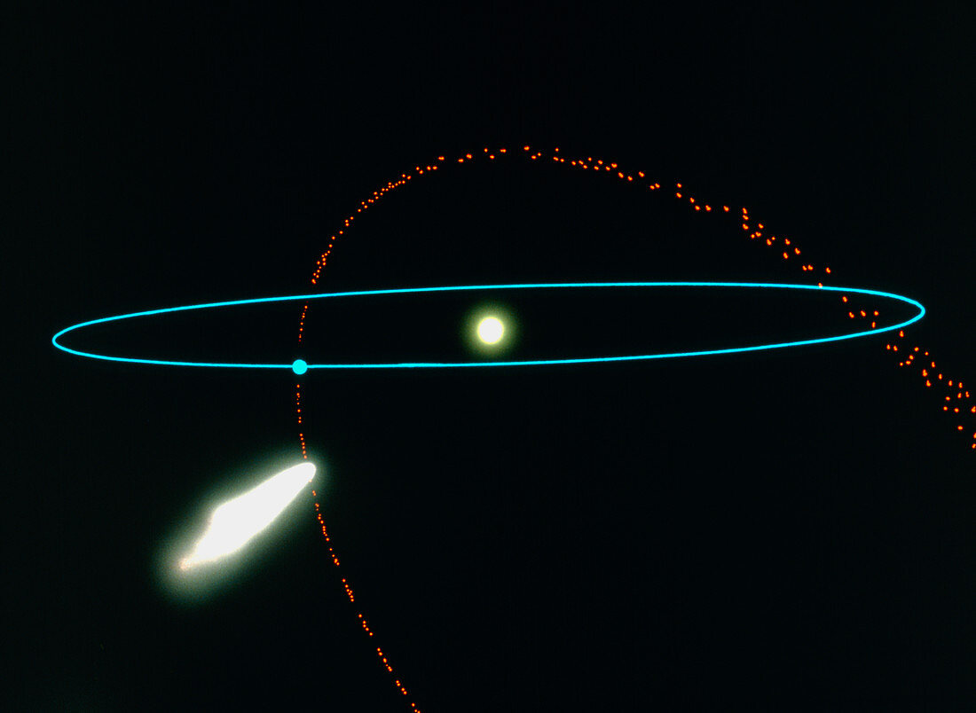 Artwork of comet leaving meteor shower debris