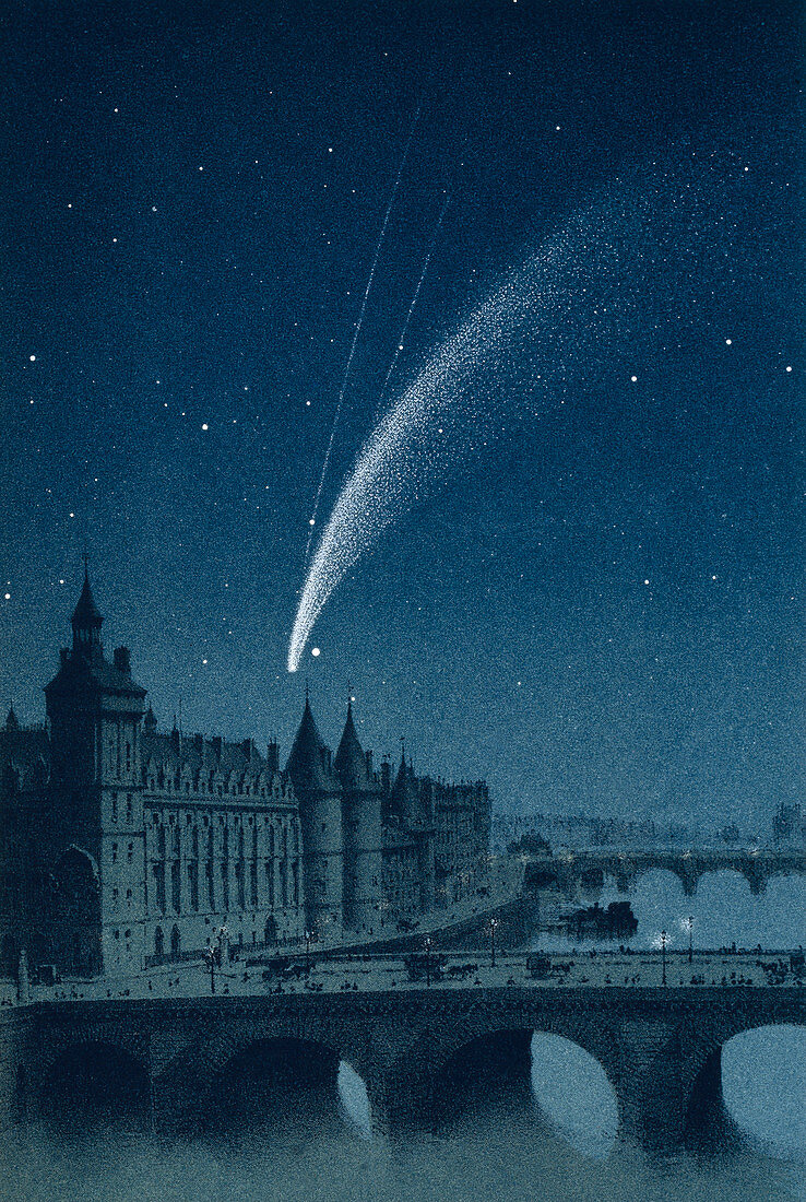 Donati's Comet over Paris,1858,artwork