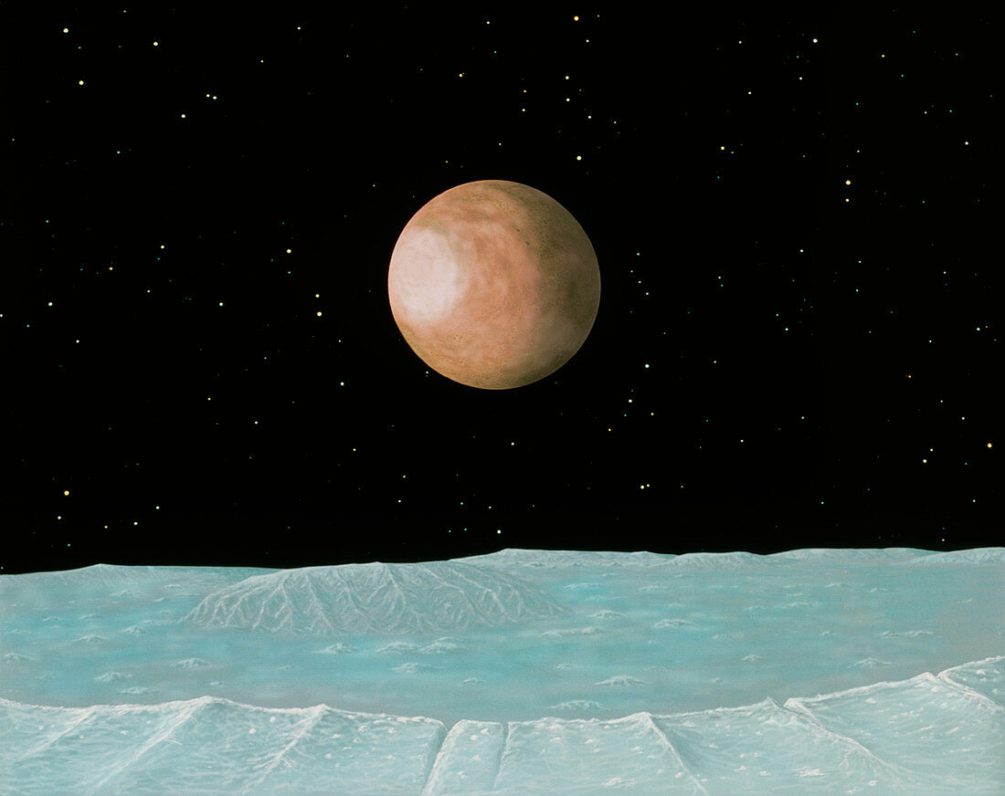 Artist's impression of Pluto seen from its moon