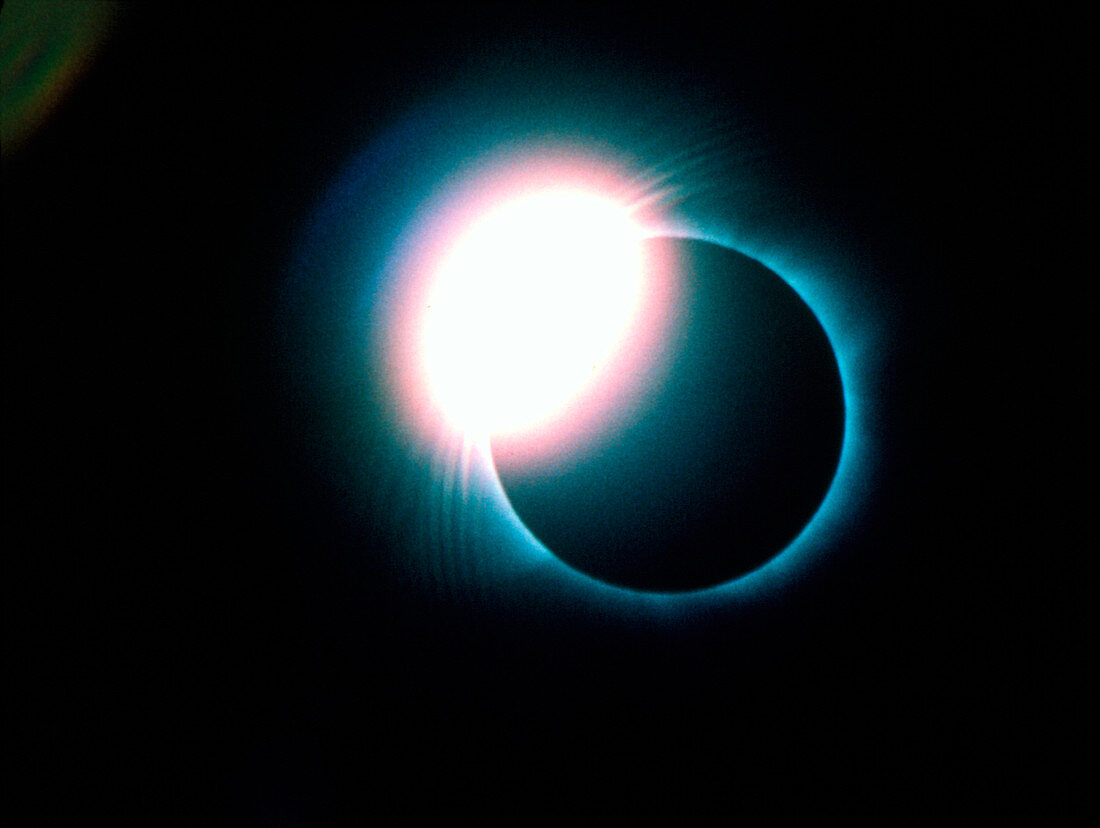 Total solar eclipse showing diamond ring effect