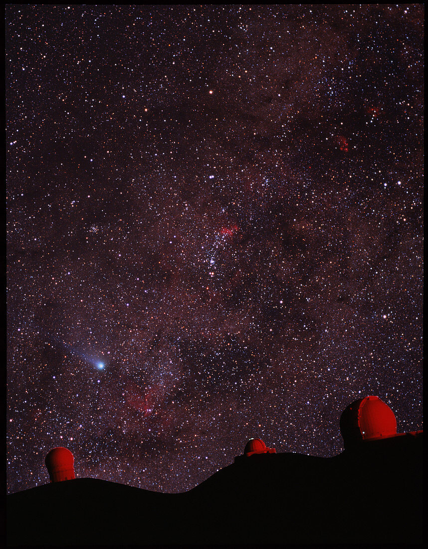 Composite image of Halley's Comet & Mauna Kea
