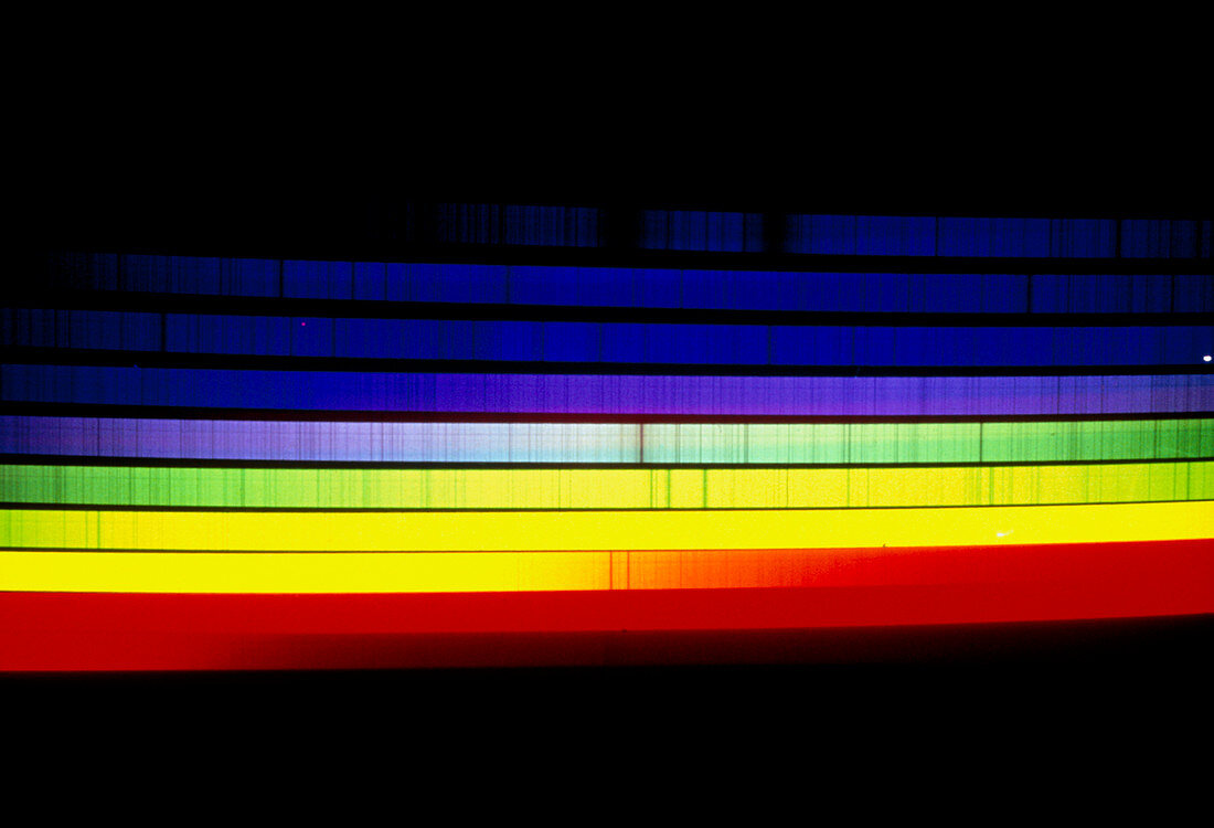 Solar spectrum showing Fraunhofer absorption lines