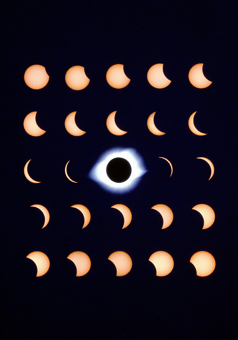 Timelapse image of a total solar eclipse