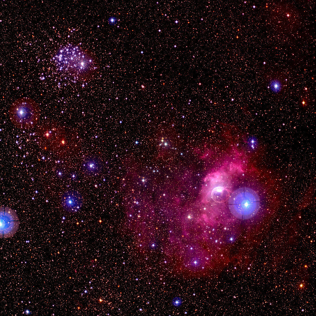 Bubble nebula and star cluster M52