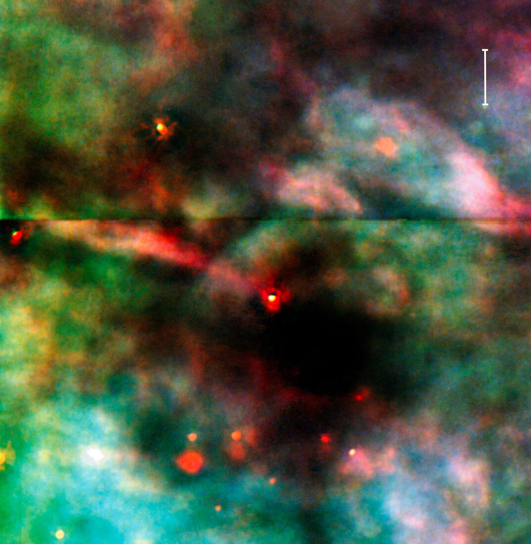 Space telescope image of newborn star with jet