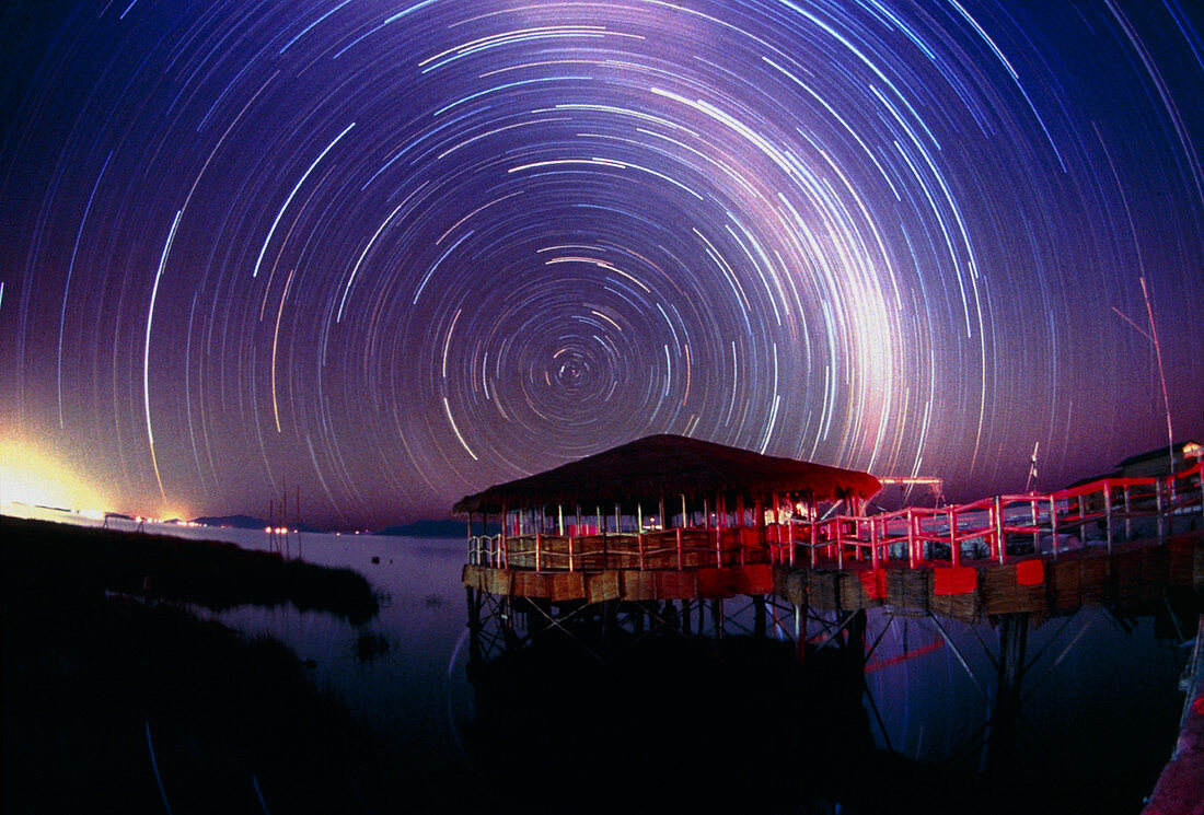 Star trails in the southern night sky