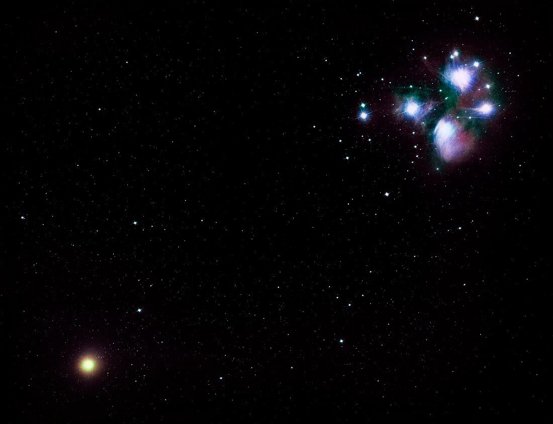 Halley's Comet and Pleiades