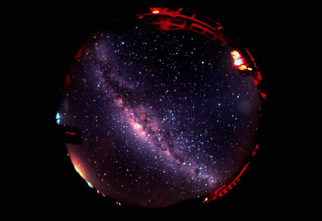 Fish-eye lens view of the night sky