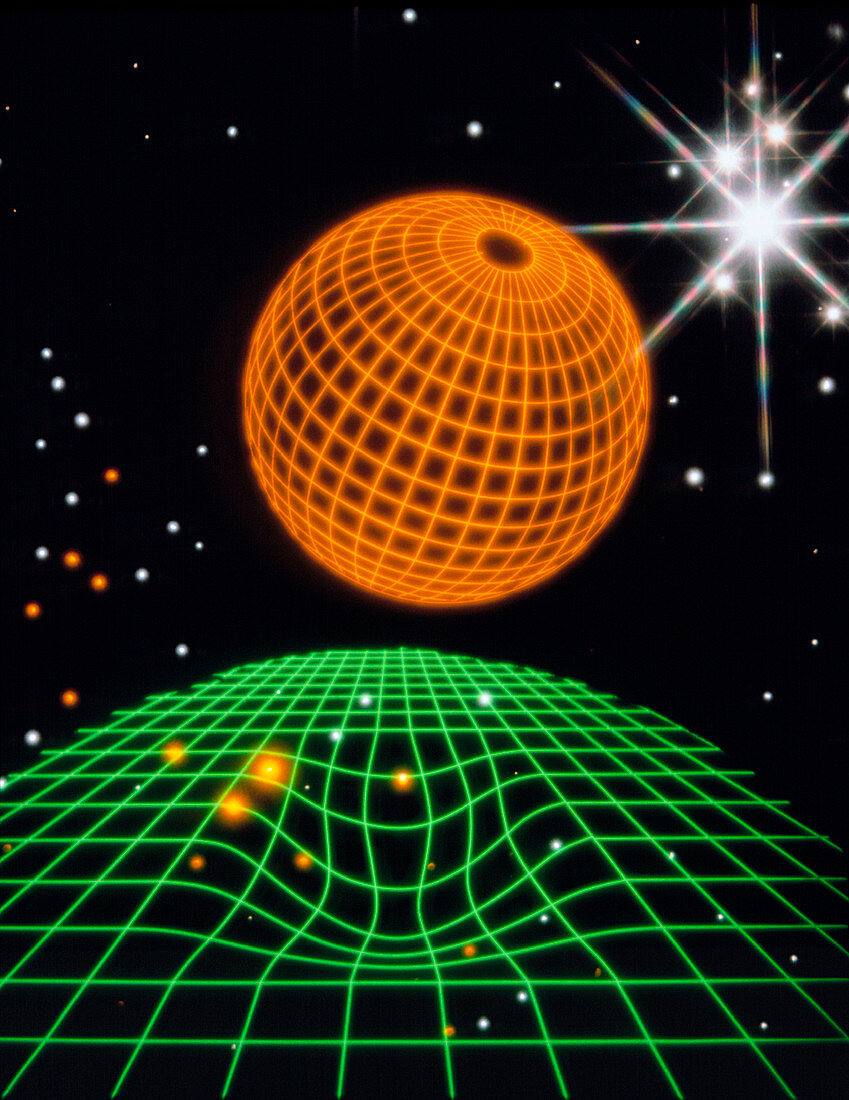 Artwork illustrating the concept of warped space