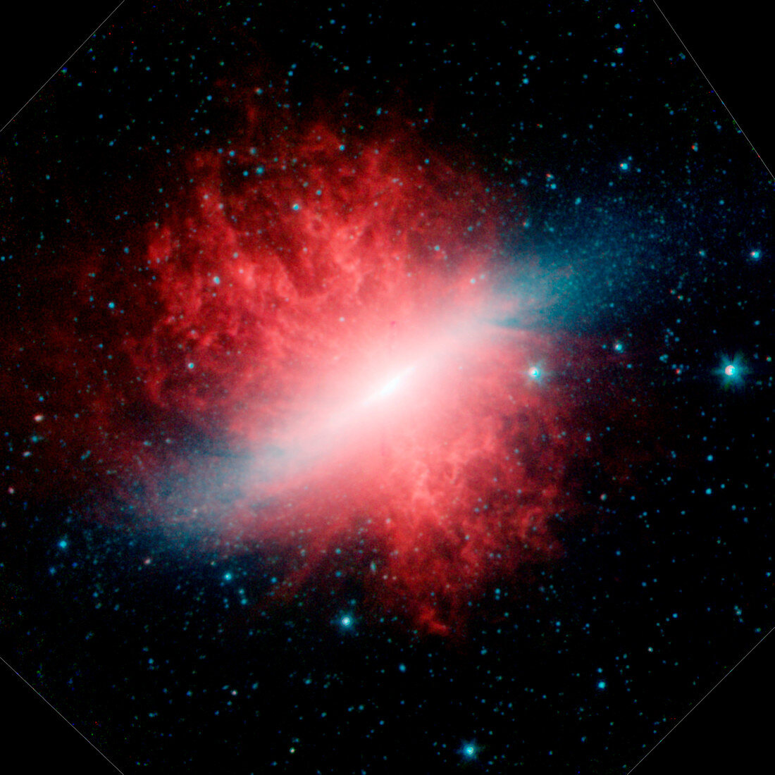 Galaxy M82,Spitzer infrared image