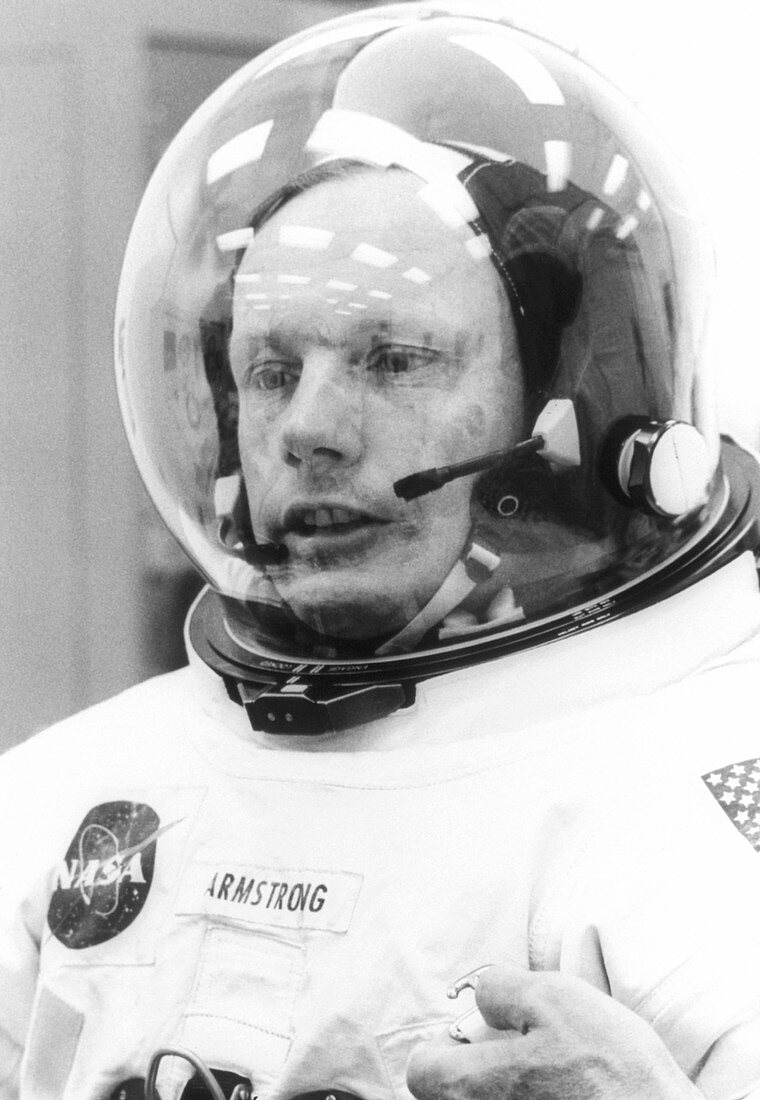 Neil Armstrong in spacesuit before Apollo 11