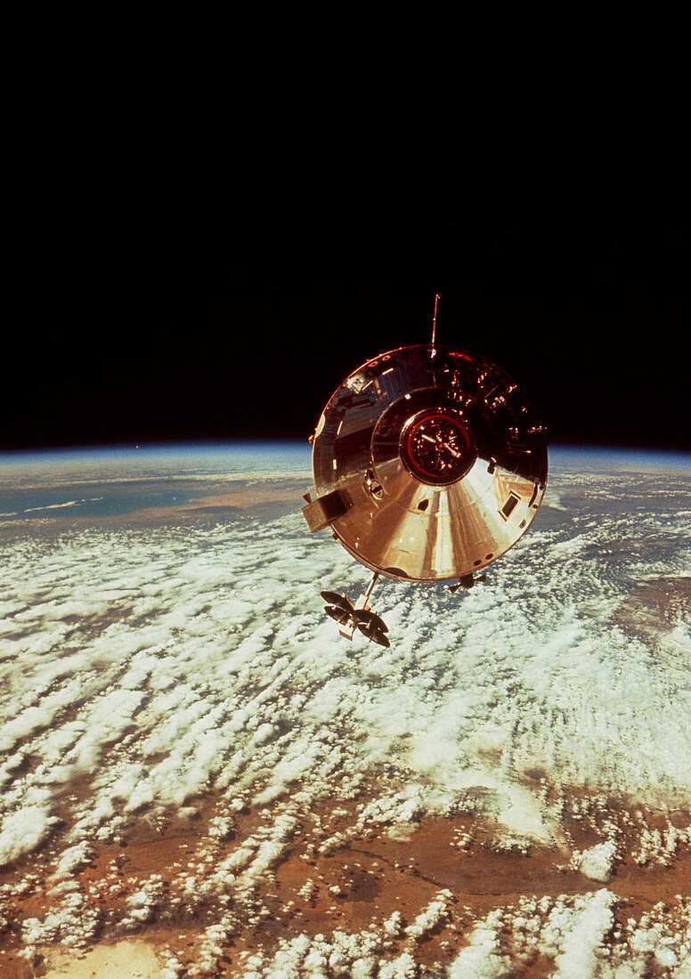 Apollo 9 Command Module above earth