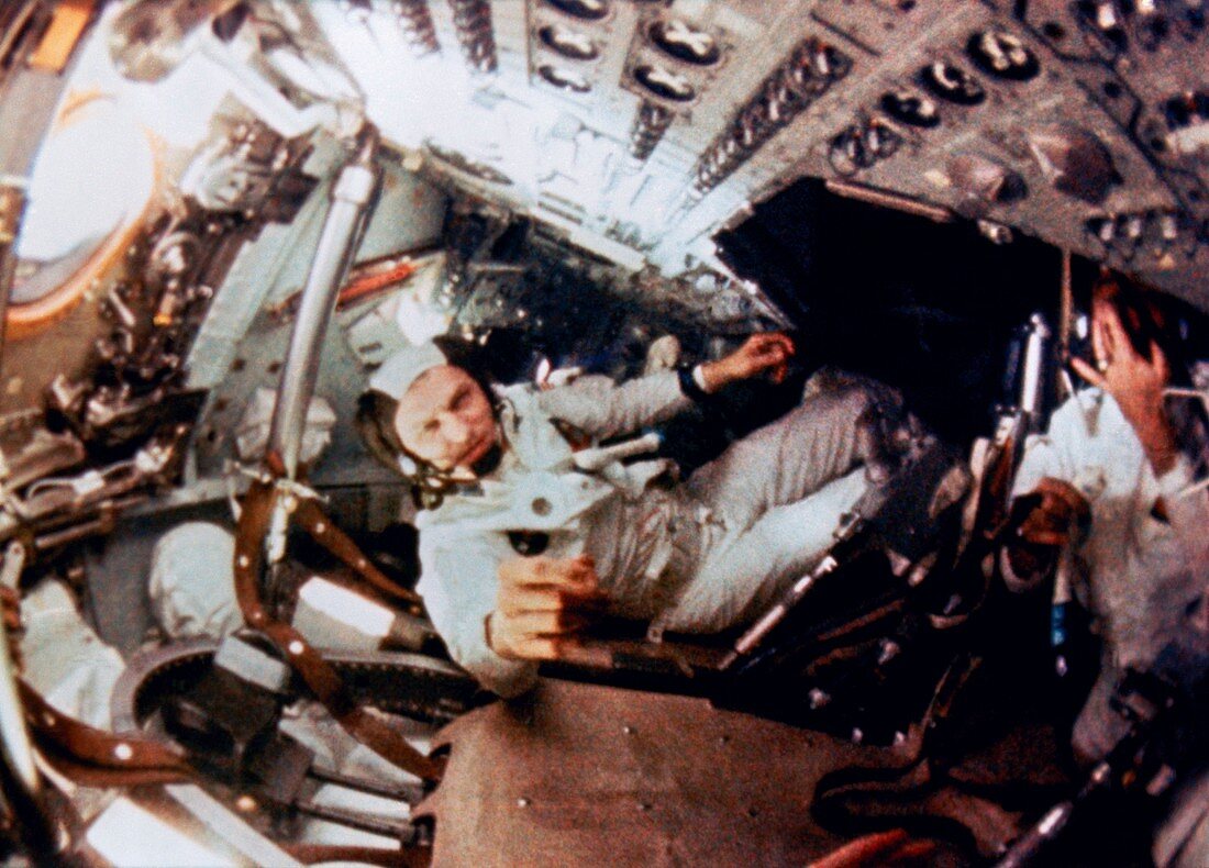 Apollo 8 astronaut Frank Borman in flight