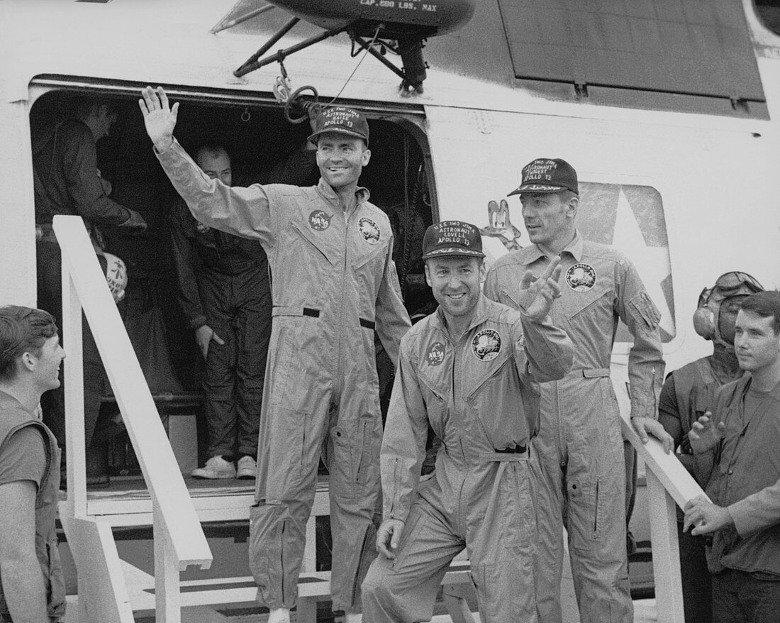 Crew of Apollo 13 after returning to Earth