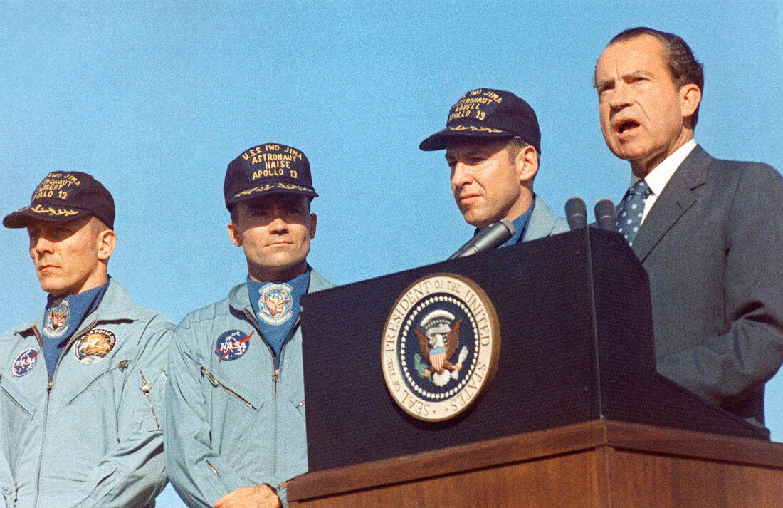 Crew of Apollo 13 with President Nixon in Hawaii