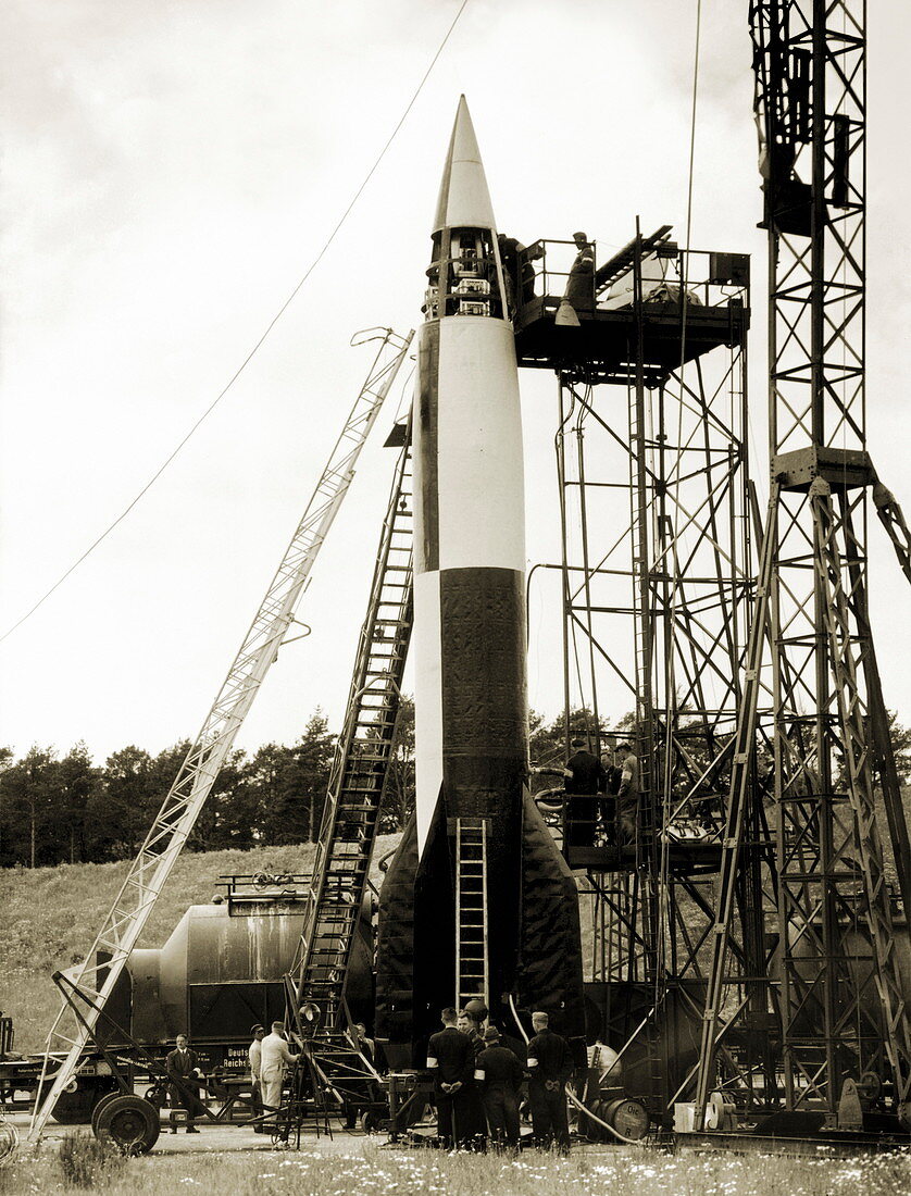 V-2 prototype rocket prior to launch