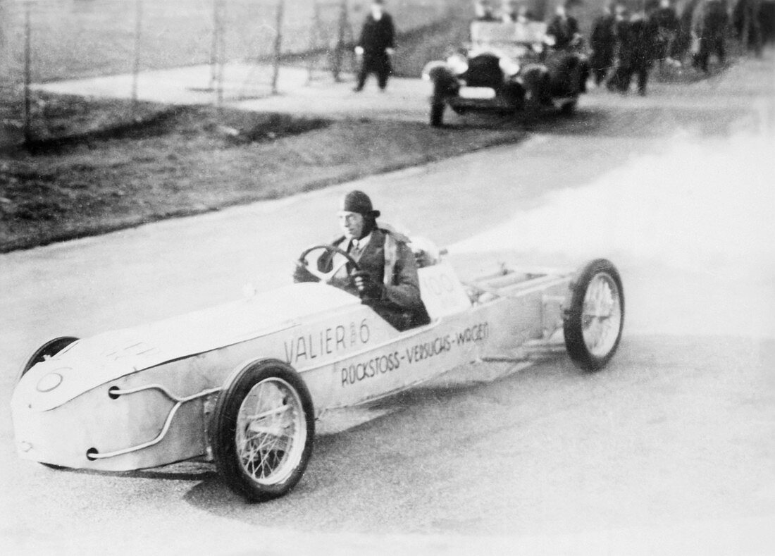 Max Valier driving a rocket car,1930