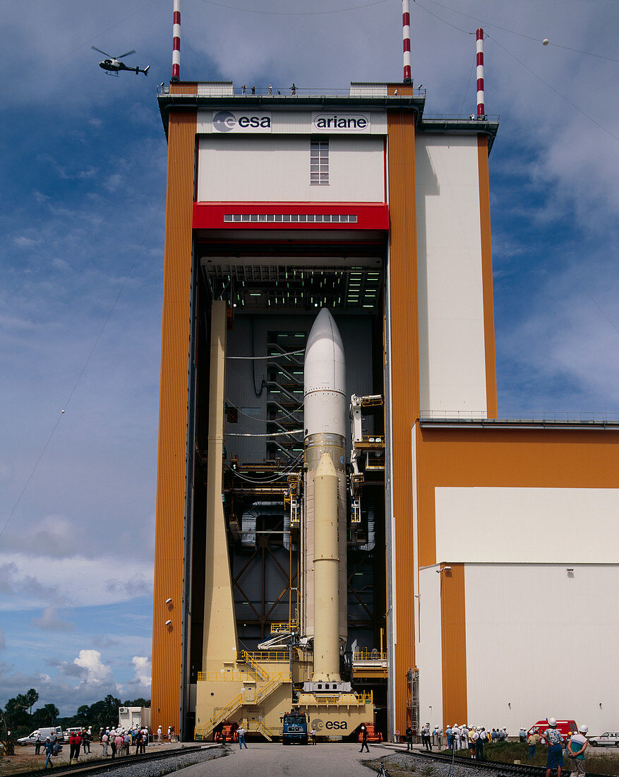 Ariane 5 test vehicle in Final Assembly Building