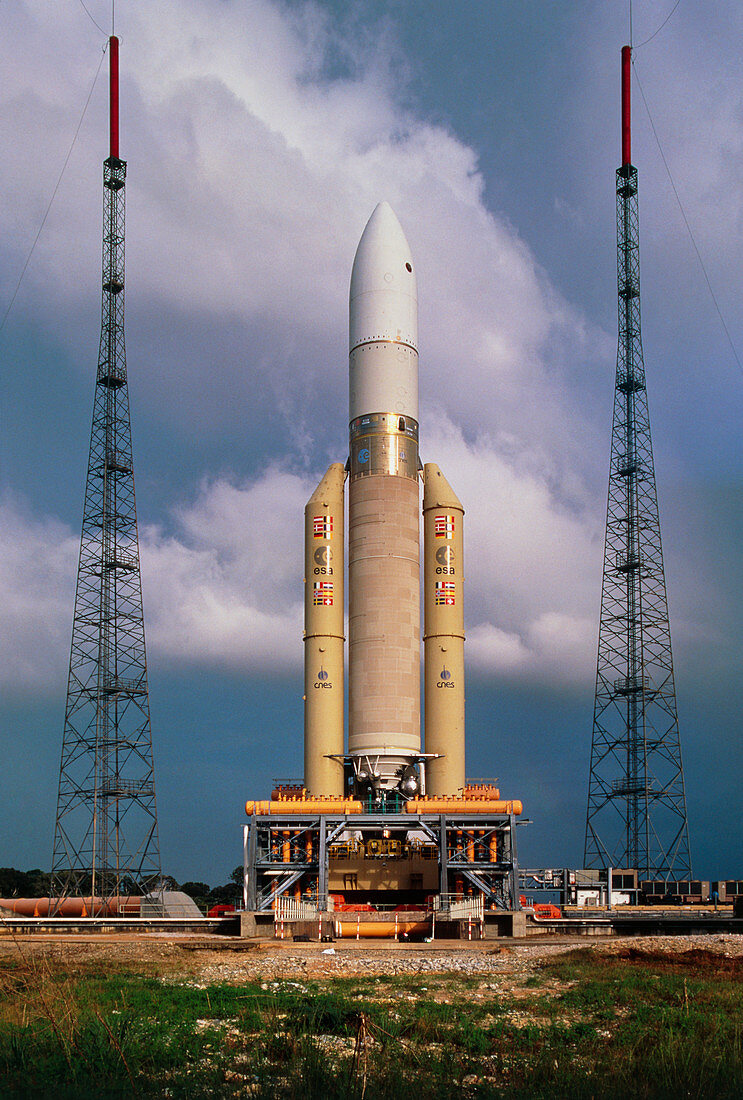Ariane 5 engineering test vehicle on launch pad