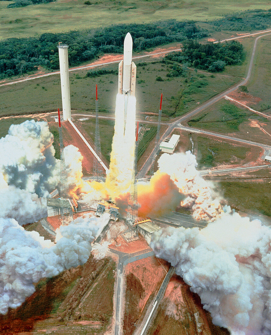 Artist's impression of the launch of an Ariane 5