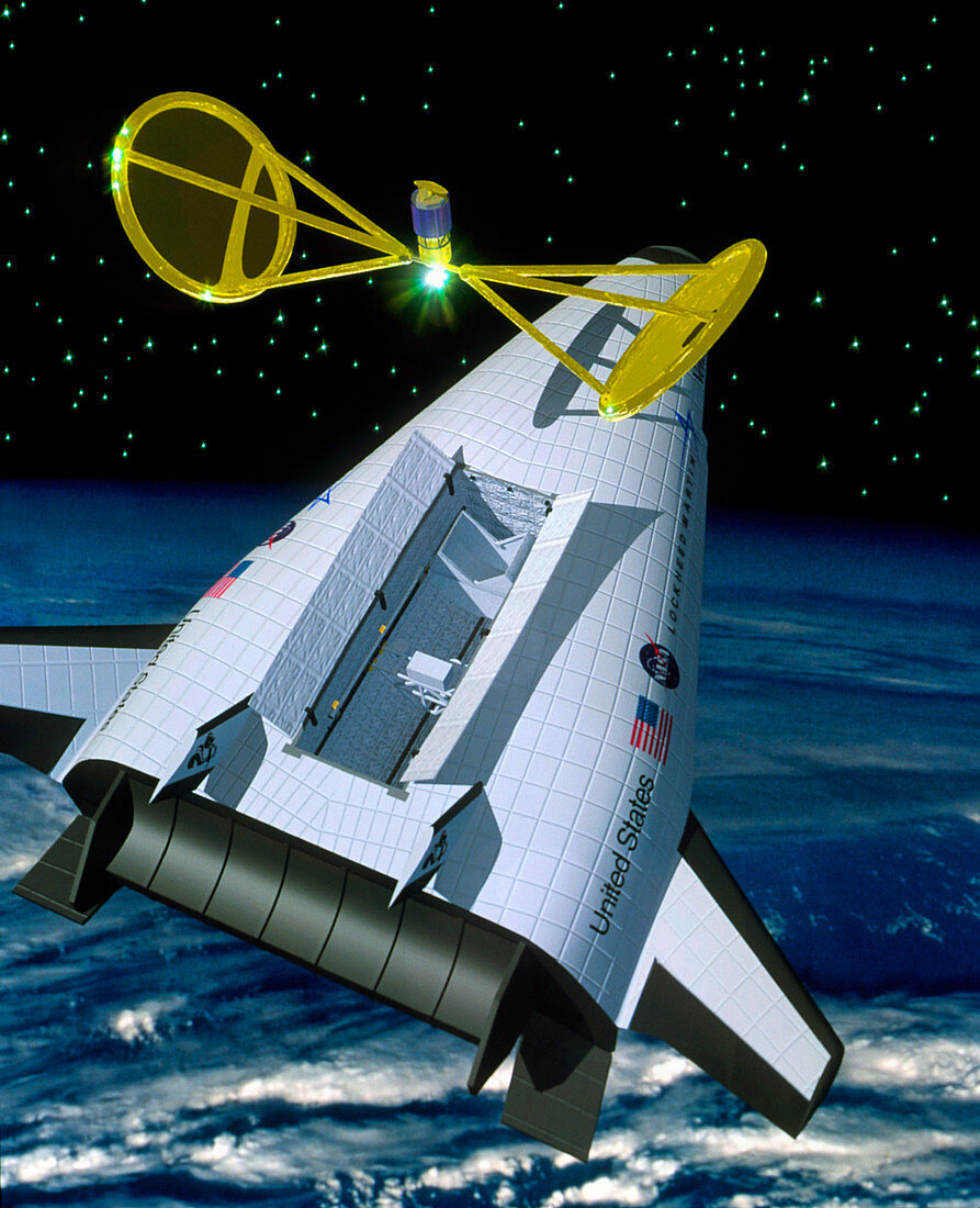 Artwork of the VentureStar reusable launch vehicle