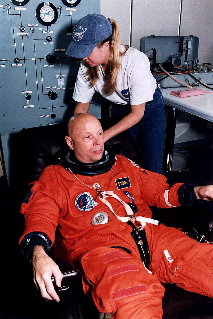 Astronaut Story Musgrave suiting up