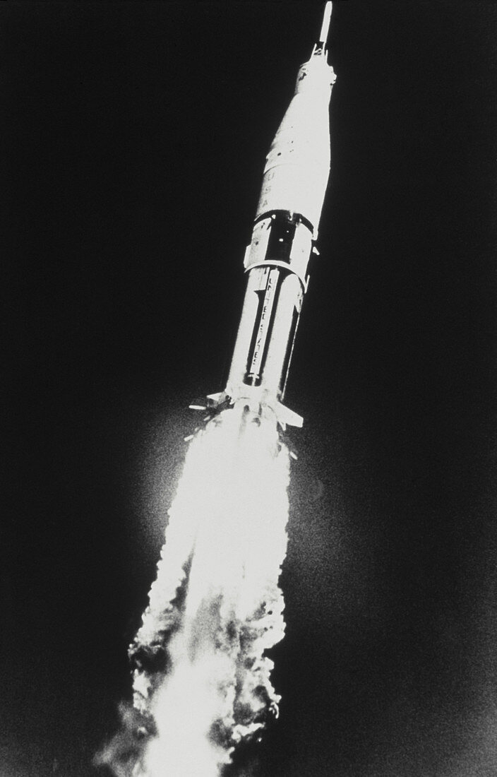 Launch of the first unmanned Apollo test mission