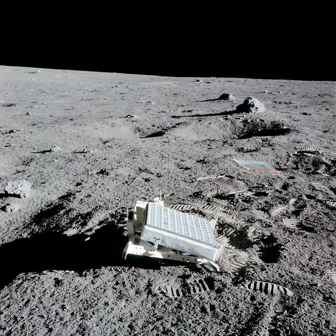Photo of laser reflector left on Moon by Apollo 14
