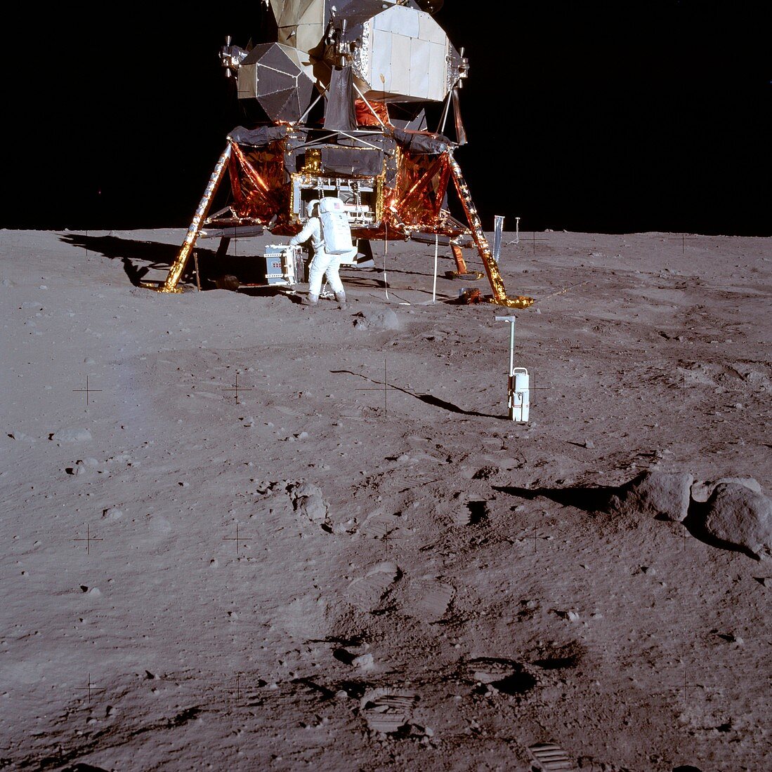 Apollo 11 astronaut Buzz Aldrin near lunar module