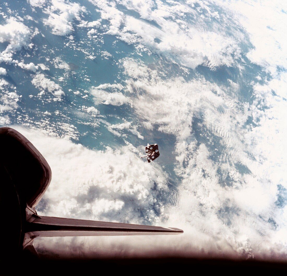 Space Shuttle view of escaped space junk