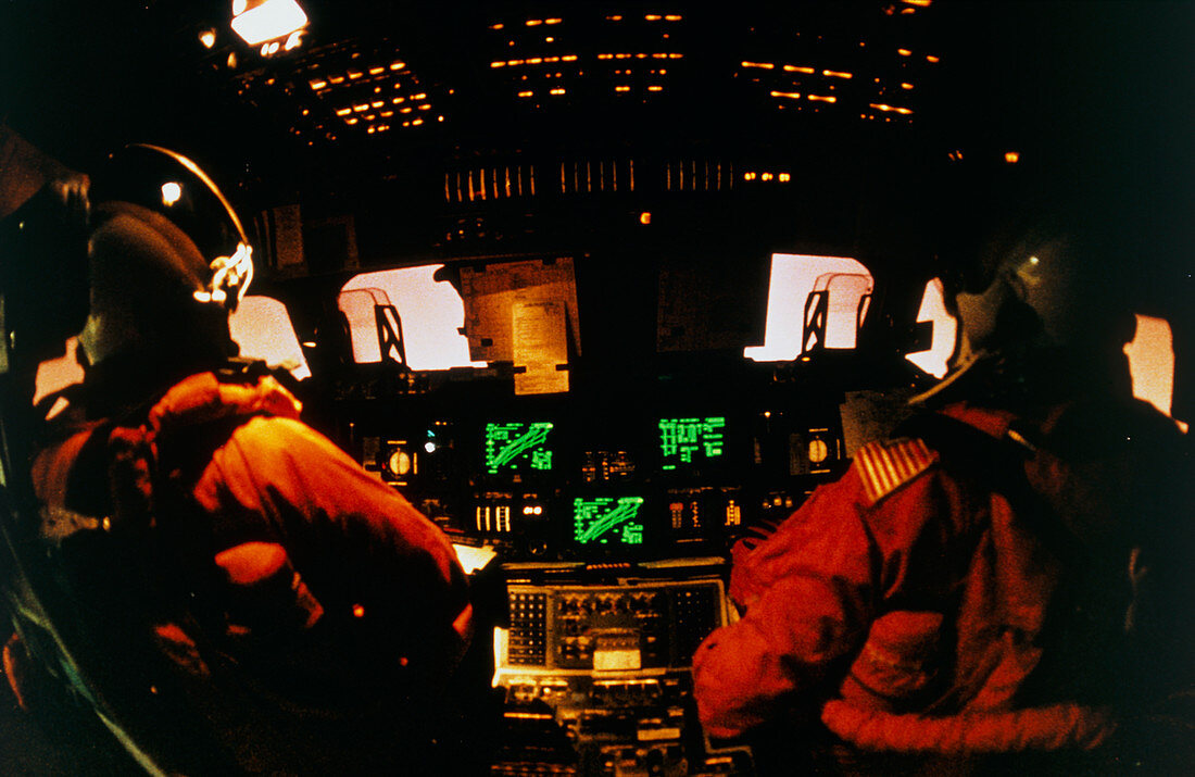 Flight deck of Shuttle during re-entry,STS-42