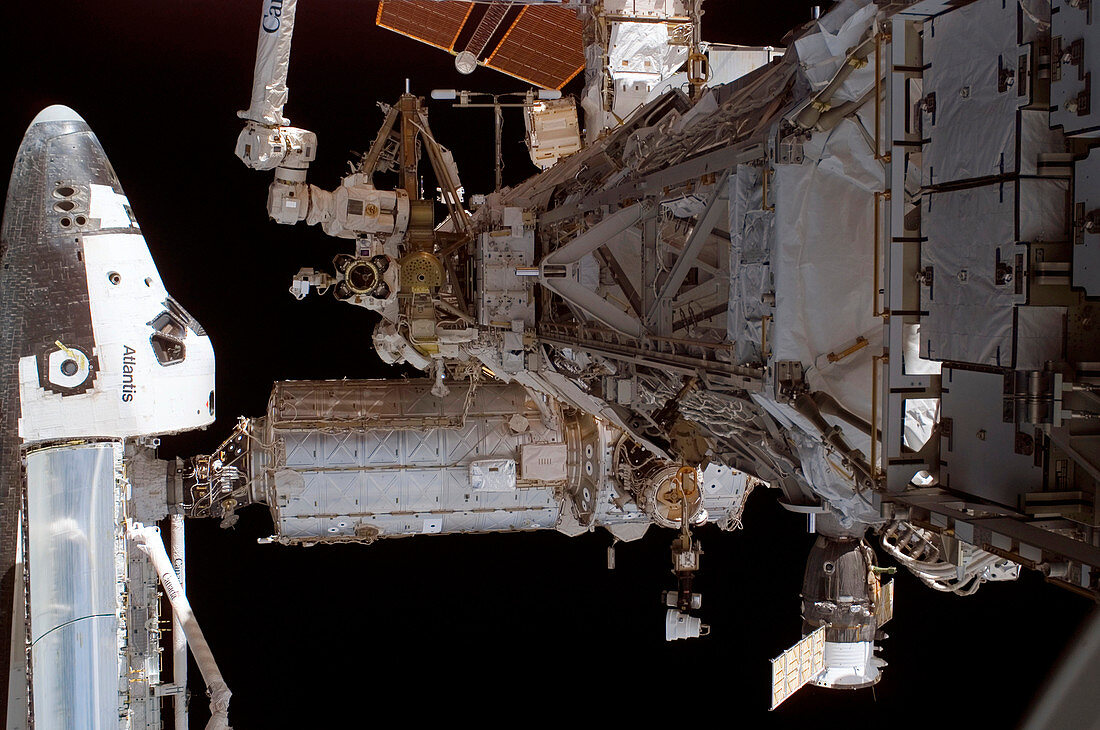 Space Shuttle Atlantis docked on the ISS