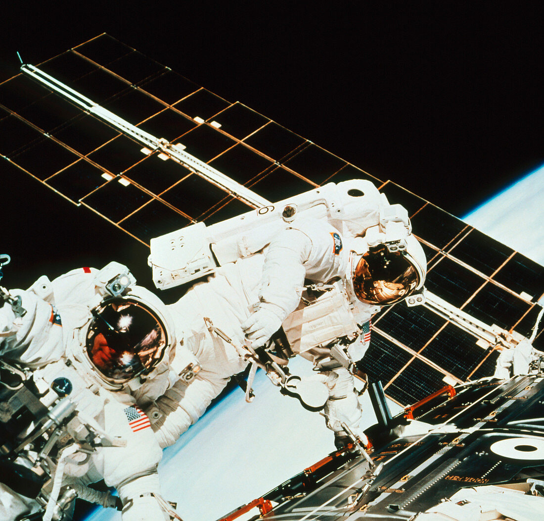 Astronauts spacewalk on ISS