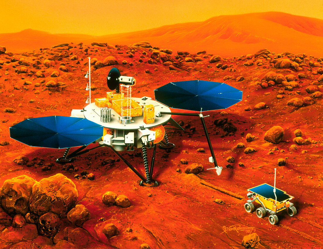Artwork of Mars Surveyor 2001 Lander on Mars