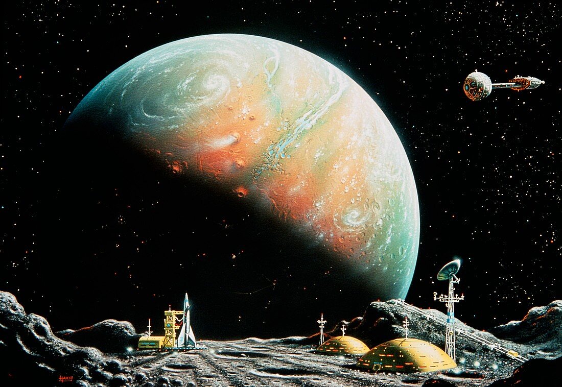 Artwork of a base on Phobos