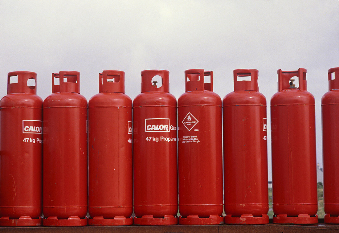 Cylinders of liquefied propane fuel
