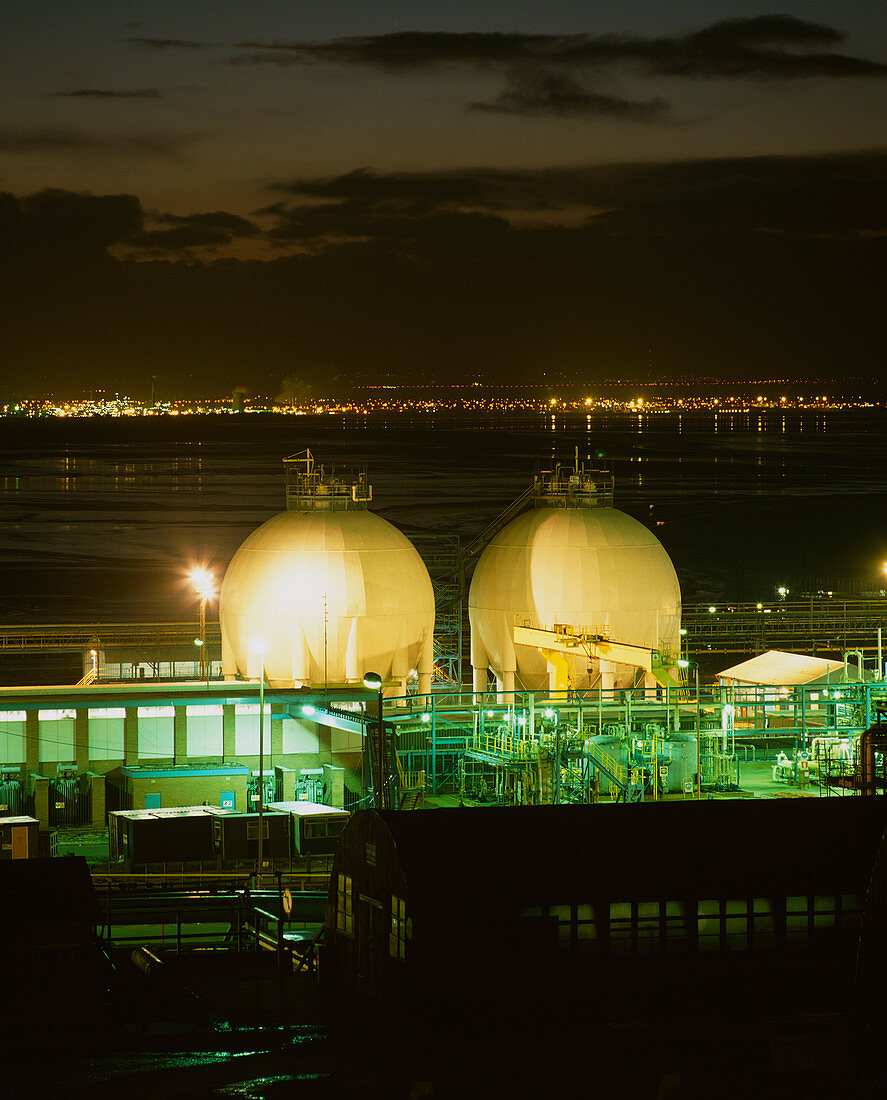Two gas storage spheres at ICI chemical works