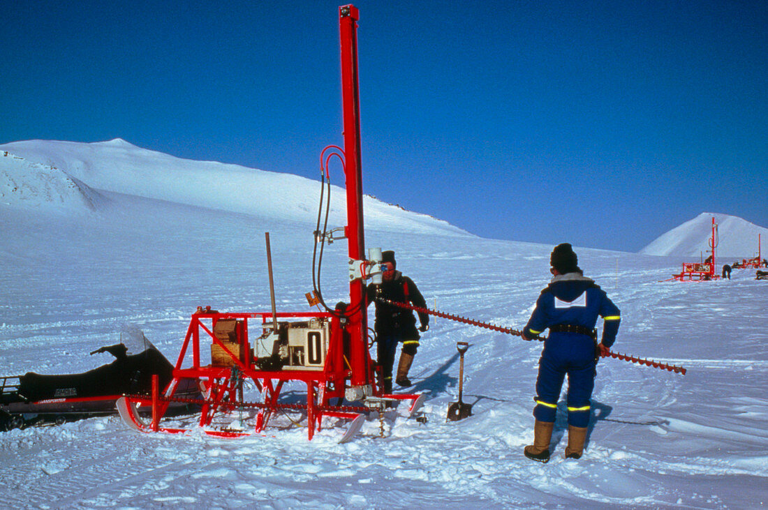 Drilling rigs on glacier