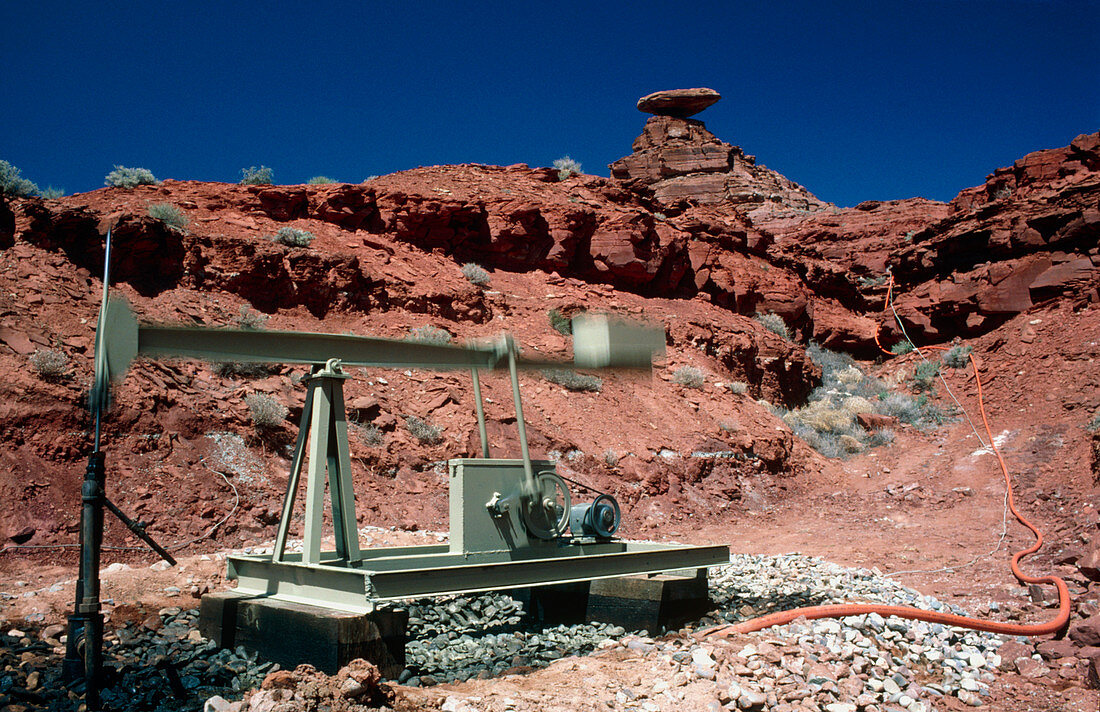 Drilling for oil near Mexican Hat,Utah,USA