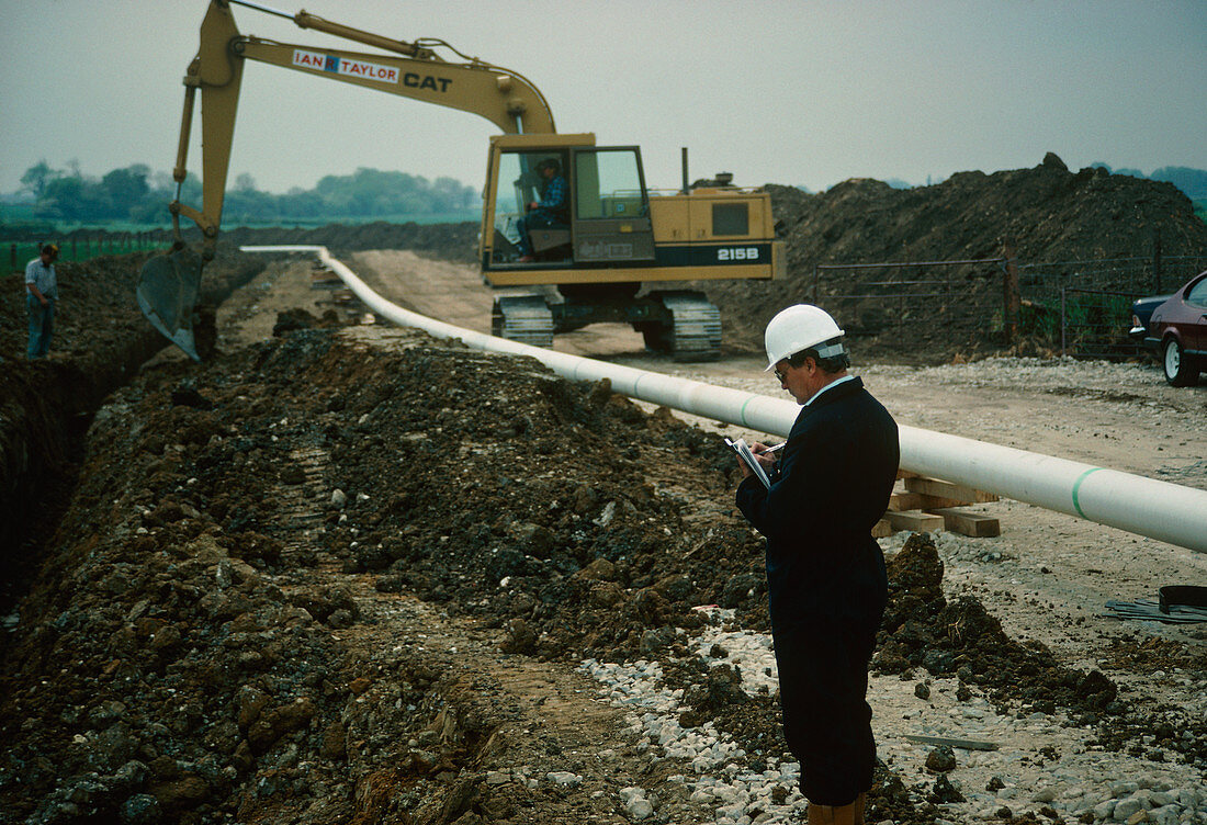 A trench being dug for laying an oil pipeline
