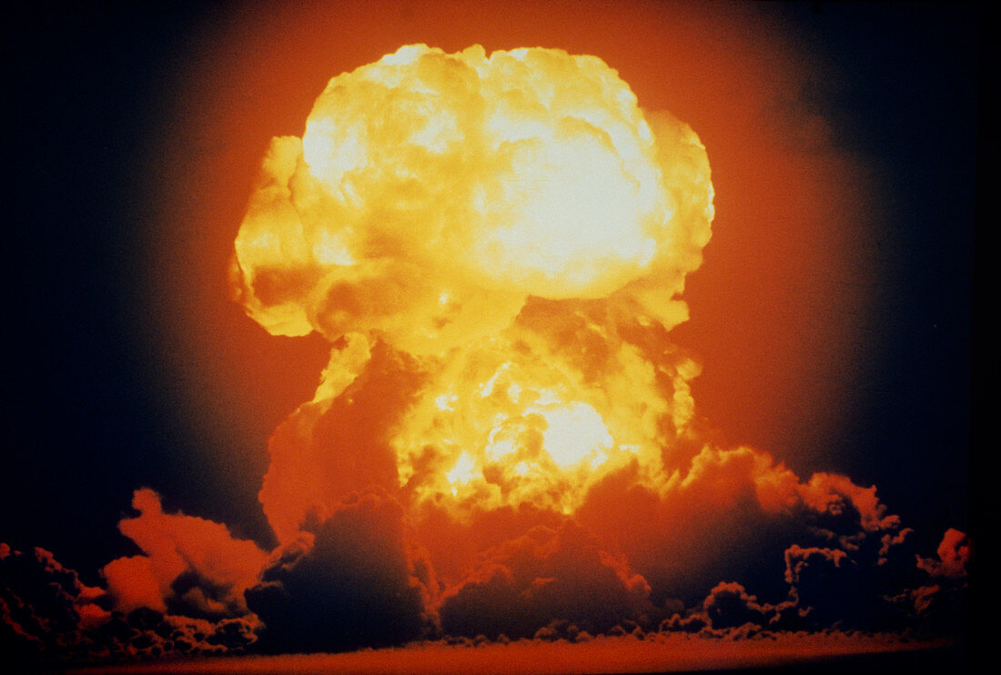 Detonation of a hydrogen bomb at Bikini Atoll