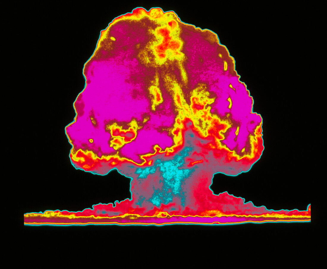 Coloured image of the first atomic bomb explosion