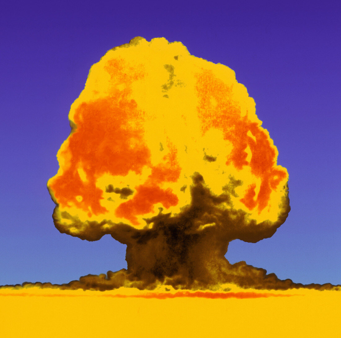 Coloured image of the first atomic bomb explosion