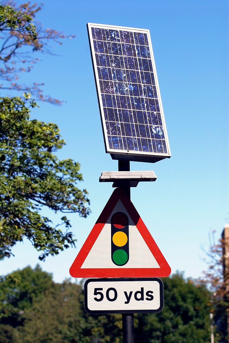 Solar-powered road sign,UK