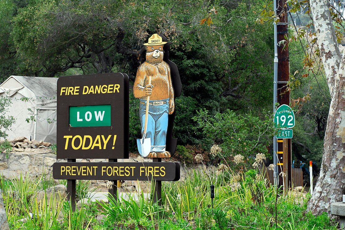 Fire hazard sign,California