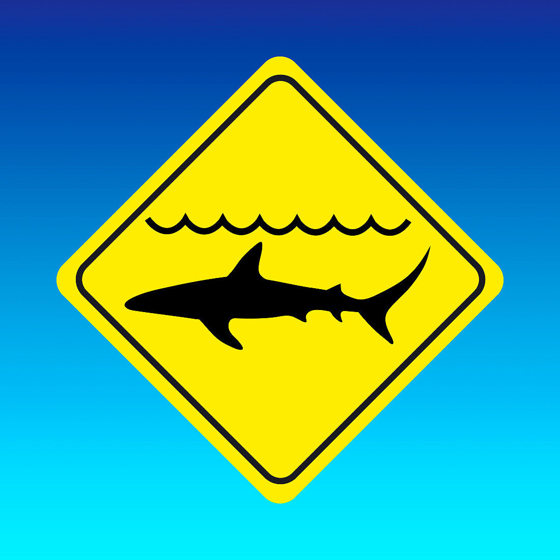 Shark warning sign,computer artwork