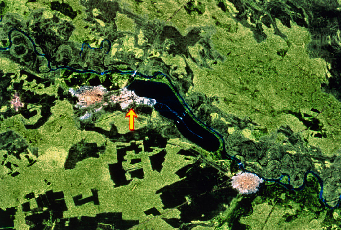 Radar image of Chernobyl site and surroundings