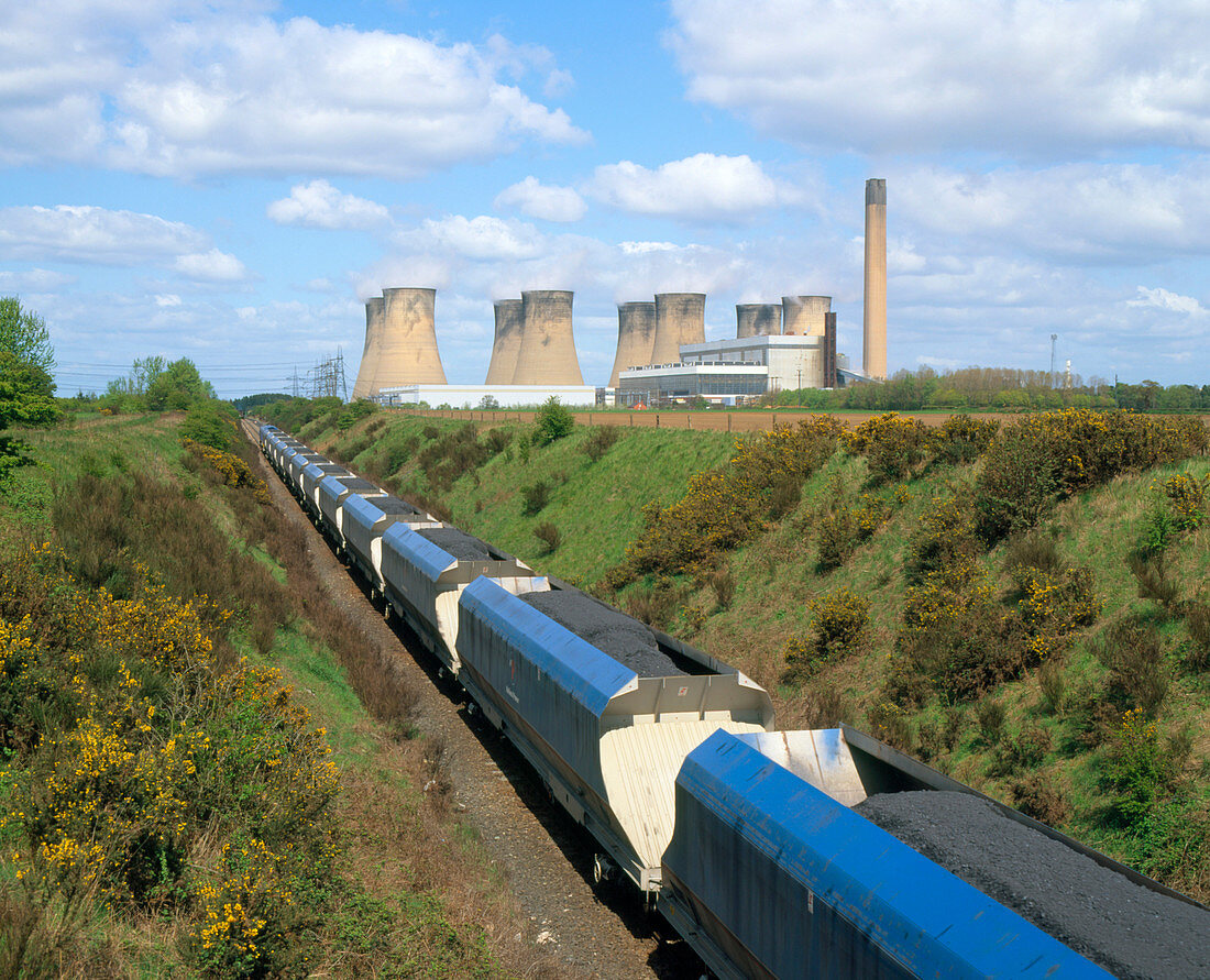 Train carrying coal to a power station