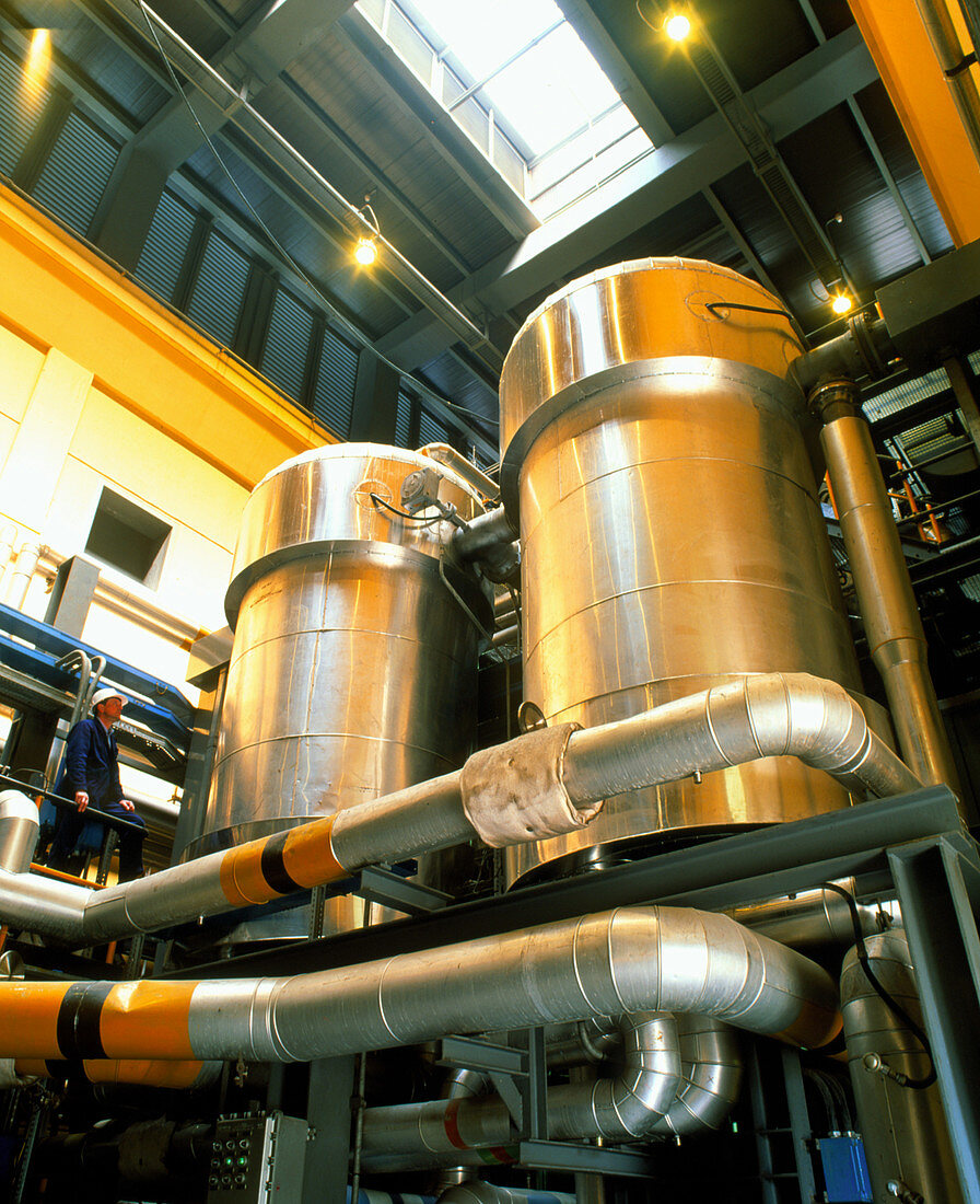 View of the interior of a fuel cell power station